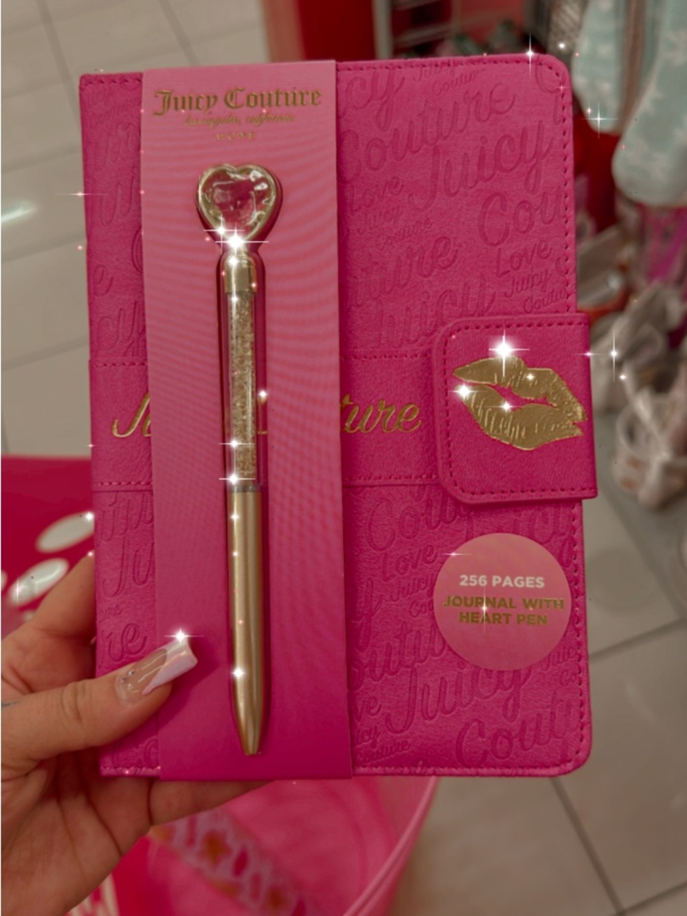 💖Juicy Couture Hot Pink Journal with Gold Heart Pen💖